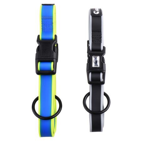 Obojek pro psy s fluorescenčním barevným polyuretanem potaženým nylonovým popruhem
